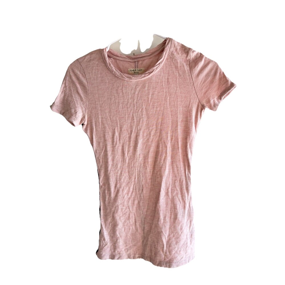 Rag & Bone Womens XS Pink Distressed T-Shirt Short Sleeve Casual Tee